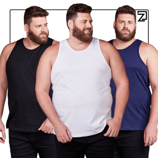 Kit 3 Camisas Regatas Lisa Plus Size 100% Algodão em Oferta na Shopee