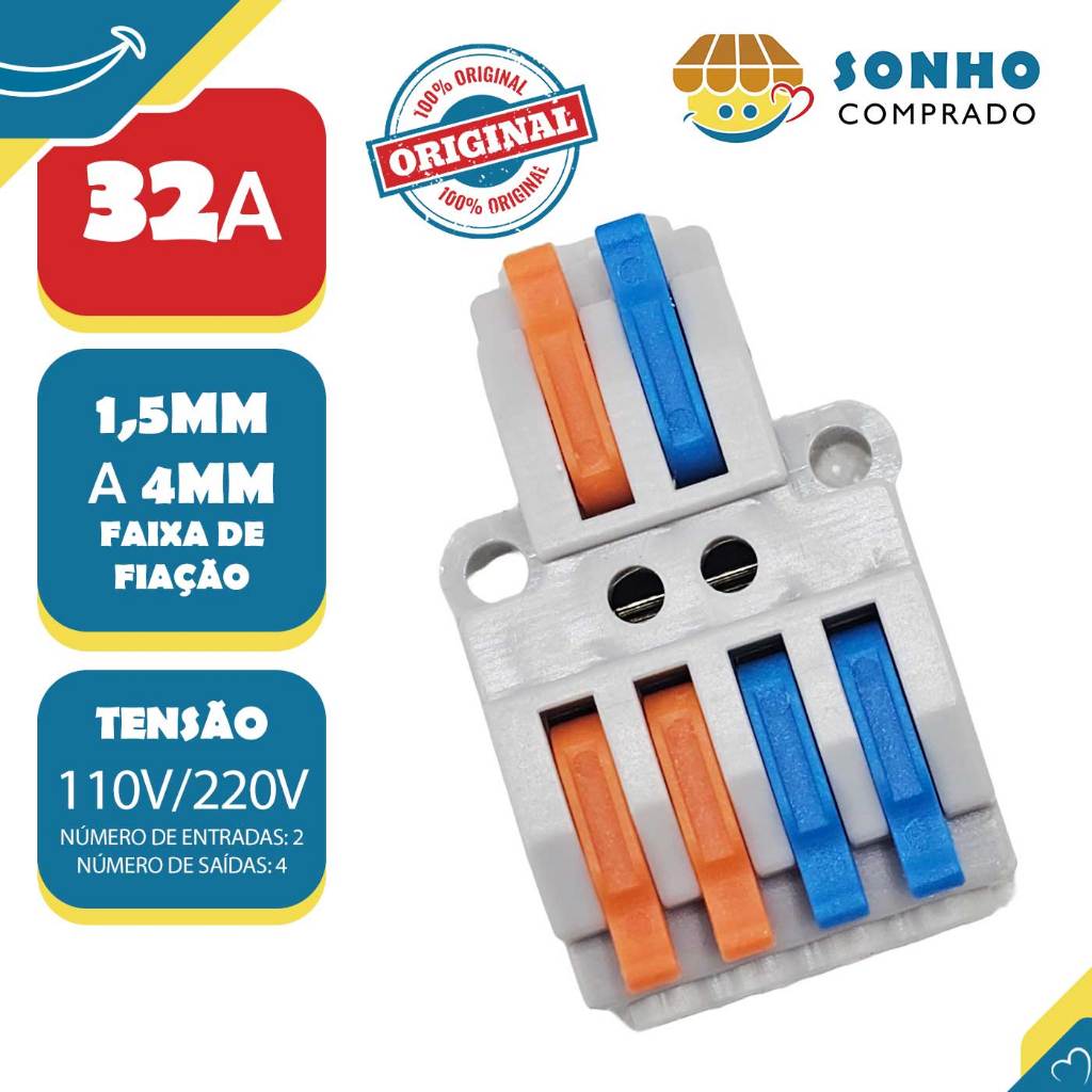Conector Derivador 2:4 32A 1,5mm a 4mm 073994 InterNEED
