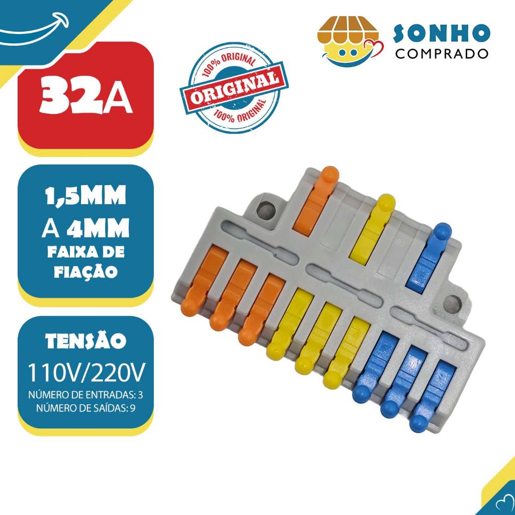 Conector Derivador 3:9 32A 1,5mm a 4mm 074021 InterNEED