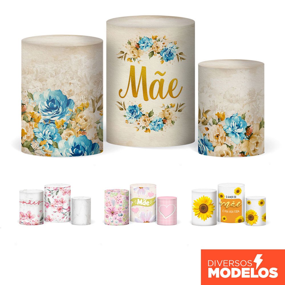 Trio Capa para Cilindro Festa Dia das Mães Decorativas Em Tecido Sublimado Com Elástico em Oferta na Shopee