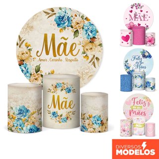 Capa de Cilindro e Painel Redondo Decoração Dia das Mães Veste Fácil Sublimada Em Tecido em Oferta na Shopee