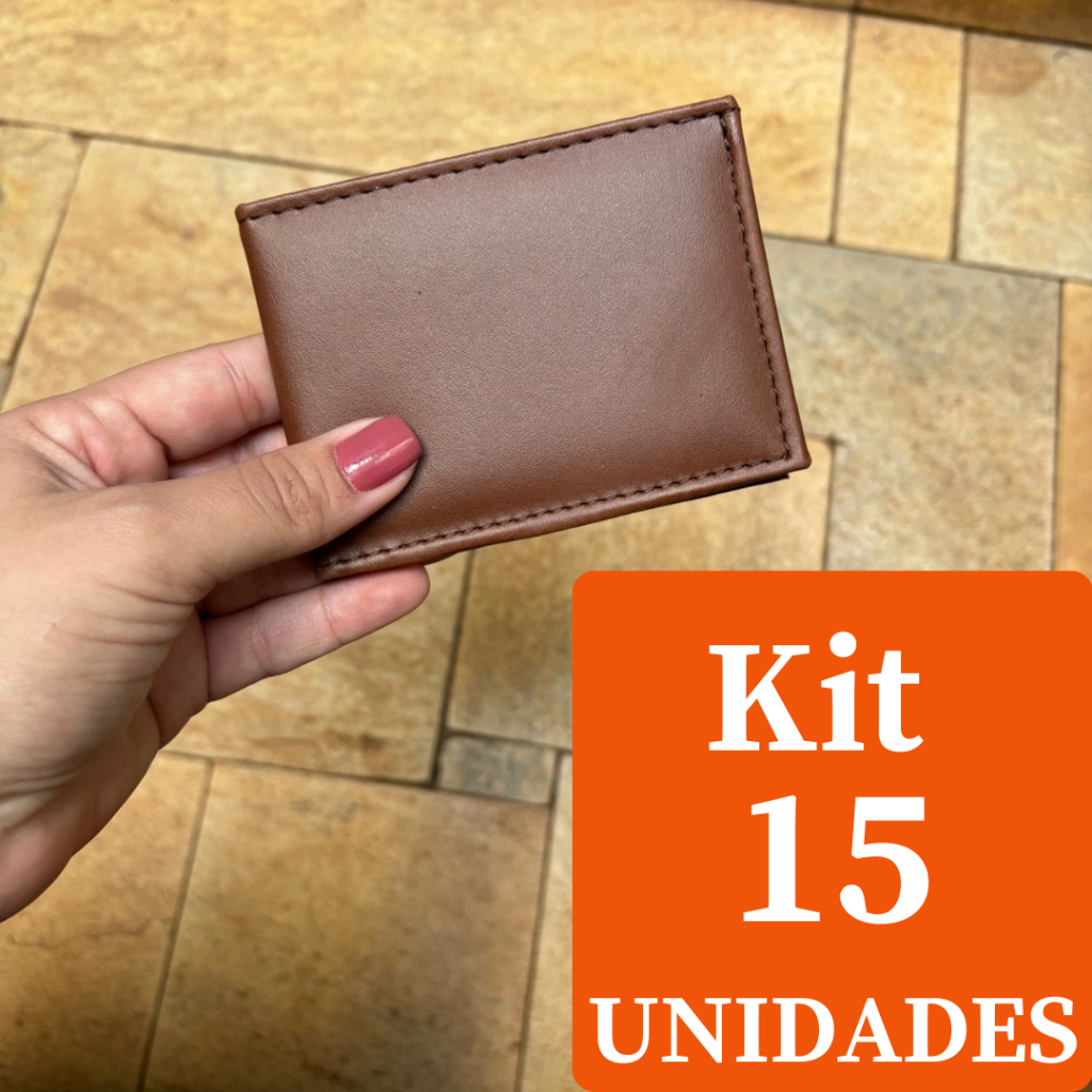 Kit De Carteira Masculina Mini Slim 15 Unidades Pequena E Compacta Couro Sintetico em Oferta na Shopee