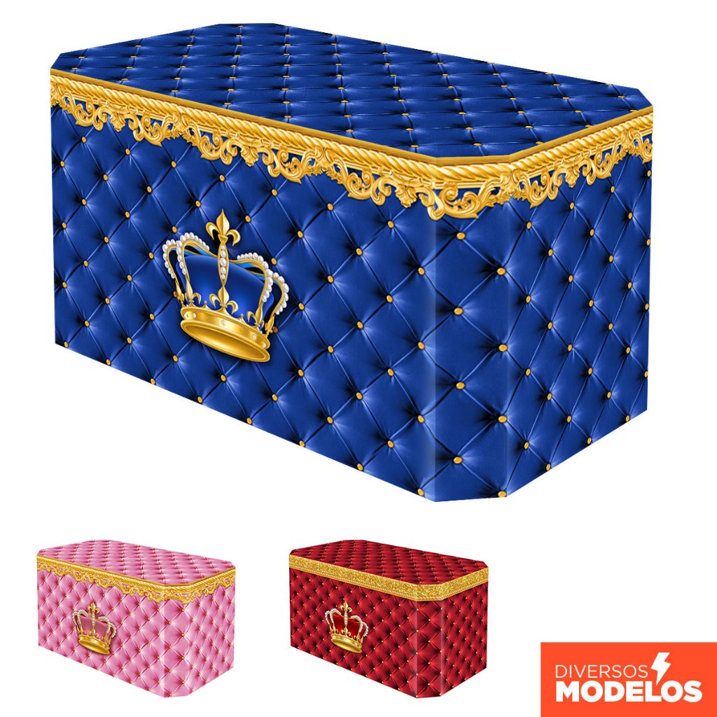 Capa Forro de Mesa Decoração Realeza Coroa Festa Sublimado Veste Fácil Em Tecido em Oferta na Shopee