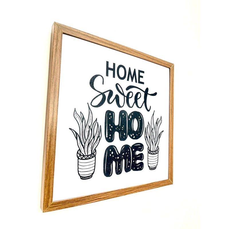 Quadro de Resina Para Caixa De Luz 50x50 HOME SWEET HOME madeira (plantinha)