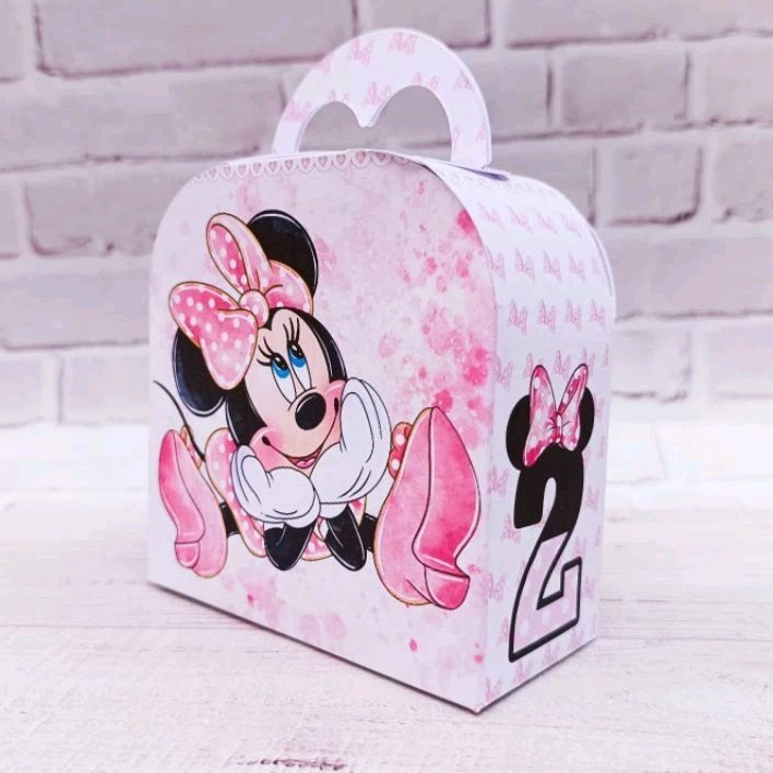 Caixa maletinha da Minnie Rosa, personalizado lembrancinha para festa - Pegue e monte