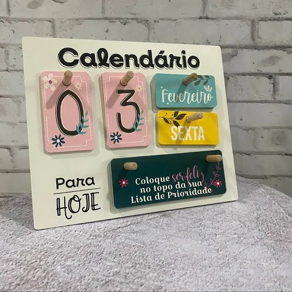 Calendário Permanente Com Frases Diversas Mesa Decorativo