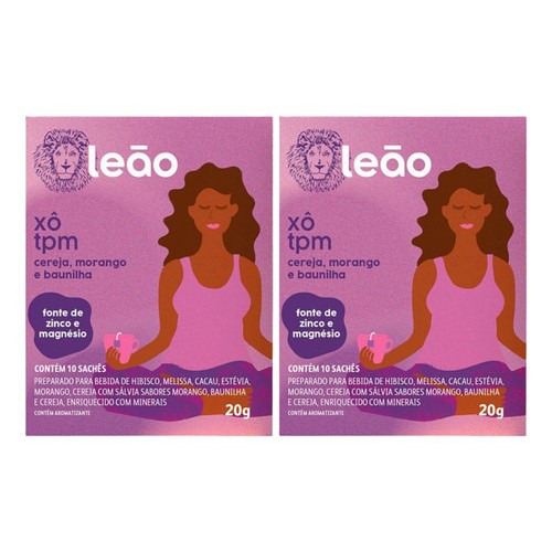 Combo Chá Leão Fases Xô TPM - 2 Caixas 20 Sachês em Oferta na Shopee