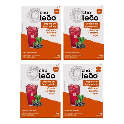 Combo Chá Leão Água Gelada Chá Mate e Groselha Negra - 4 Caixas 40 Sachês em Oferta na Shopee
