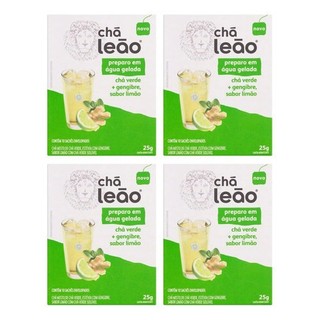 Combo Chá Leão Água Gelada Chá Verde e Gengibre, sabor Limão - 4 Caixas 40 Sachês em Oferta na Shopee