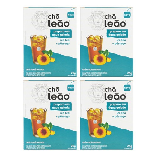 Combo Chá Leão Água Gelada Ice Tea e Pêssego - 4 Caixas 40 Sachês em Oferta na Shopee