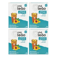 Combo Chá Leão Água Gelada Ice Tea e Pêssego - 4 Caixas 40 Sachês