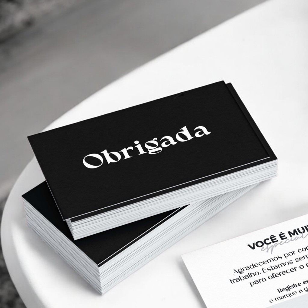 Mini Cartão Postal de Agradecimento ao cliente Preto - Obrigada pela compra