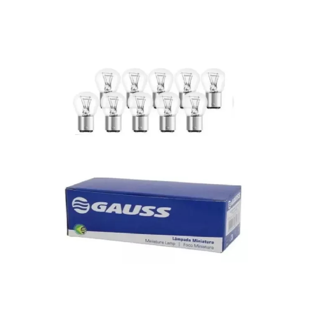 Kit 10 Lâmpadas Gauss 1034 12v 21/5w 2 Polos Gl1034