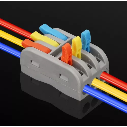 Kit 20 Peças Conector de Pressão Emenda 3 Vias Para Fios Conector Engate Rápido
