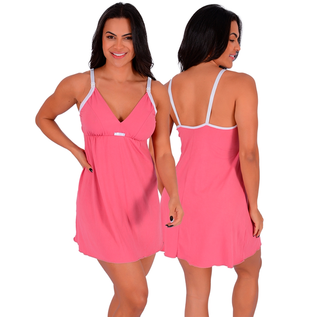 Camisola Amamentação Suede Pós Parto Mamãe Bebê Fecho em Click | 200