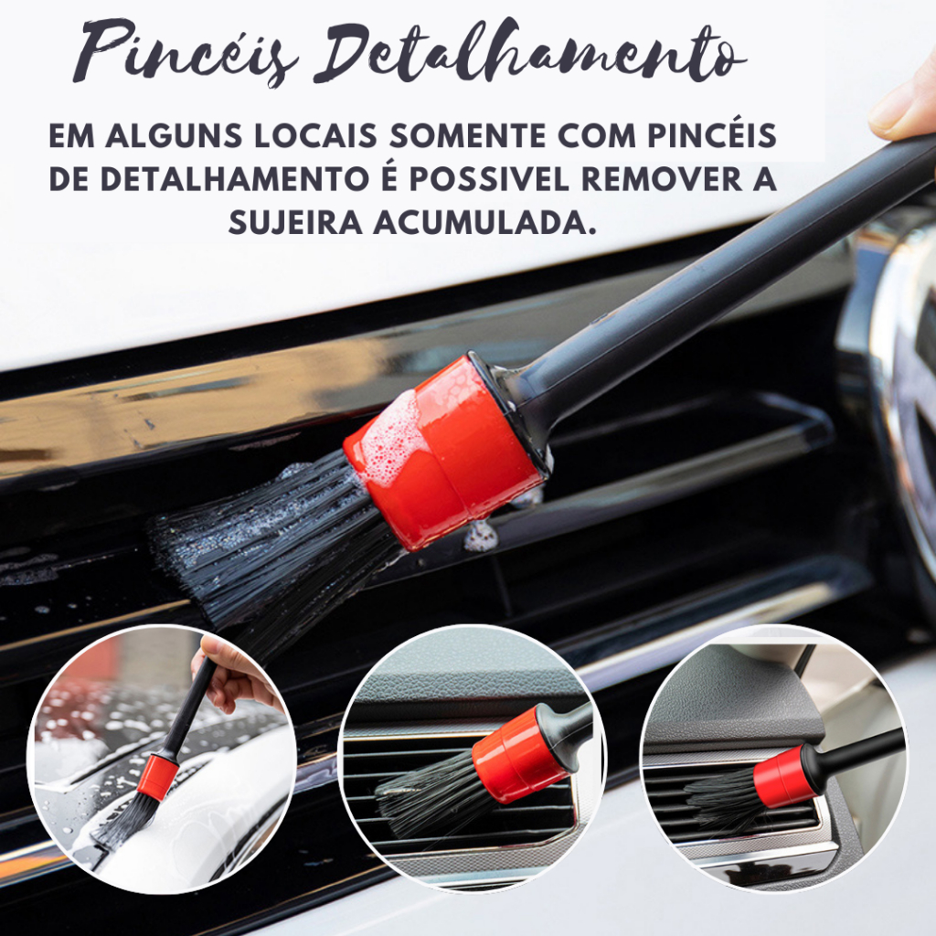 Kit 10 Peças Lavagem Automotiva Esponja + Escova + Flanela 30x40cm + Aplicador de Cera + Luva Microfibra + 05 Pincel — imagem 2 de 2