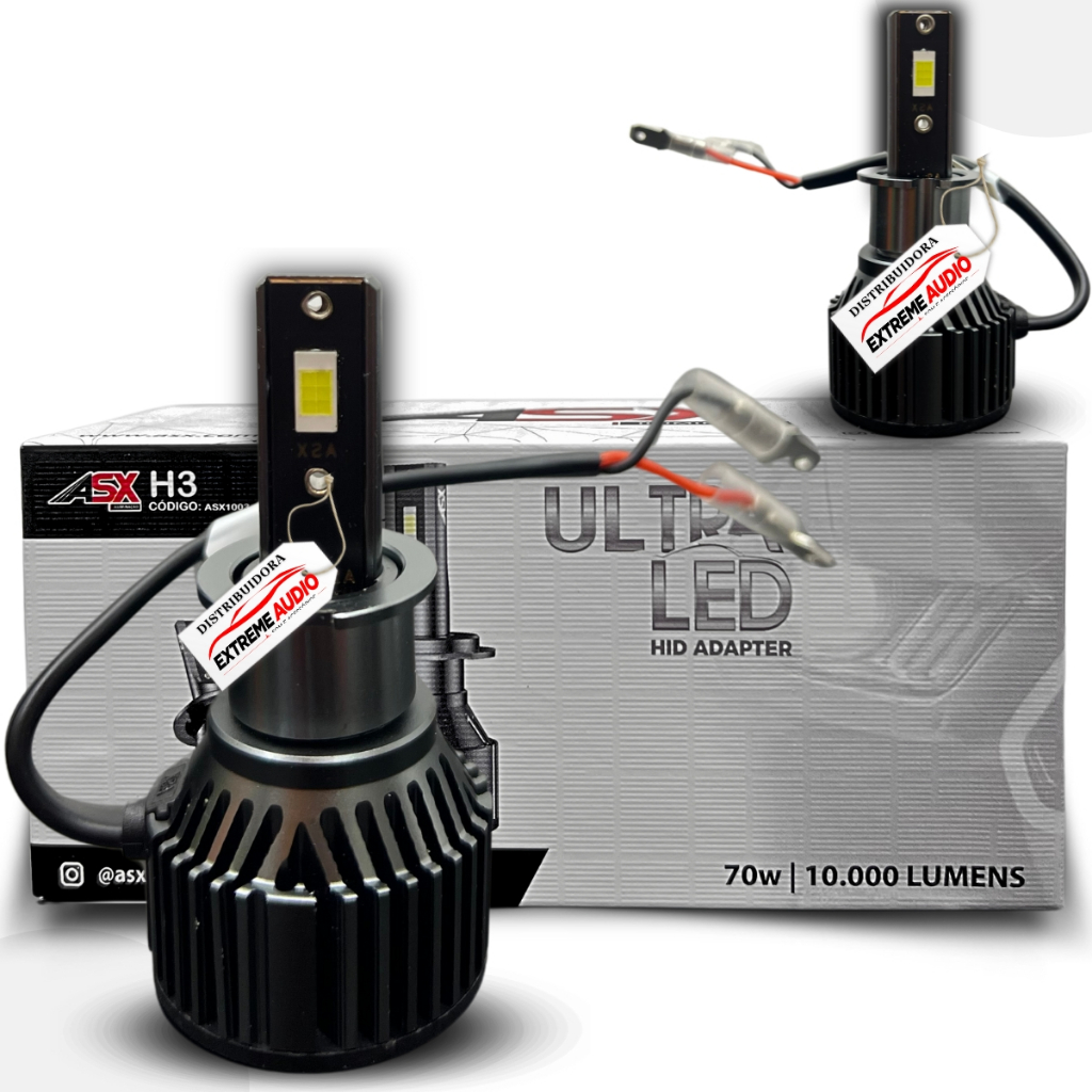 Ultra Led H3 ASX Csp 10000 Lumens 6000 Kelvin 70w Lâmpada Led H3 Par de Led Asx H3 em Oferta na Shopee