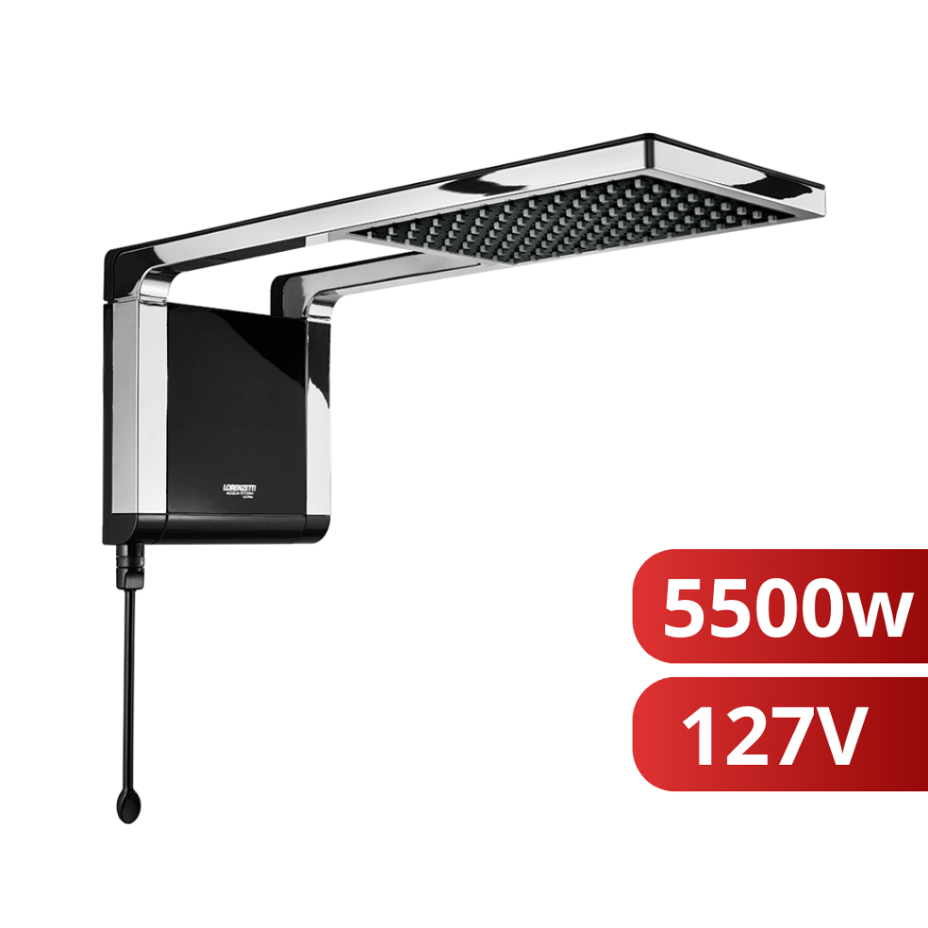 Chuveiro Elétrico Ducha Acqua Storm Ultra Preto Cromado 127v 5500w Lorenzetti