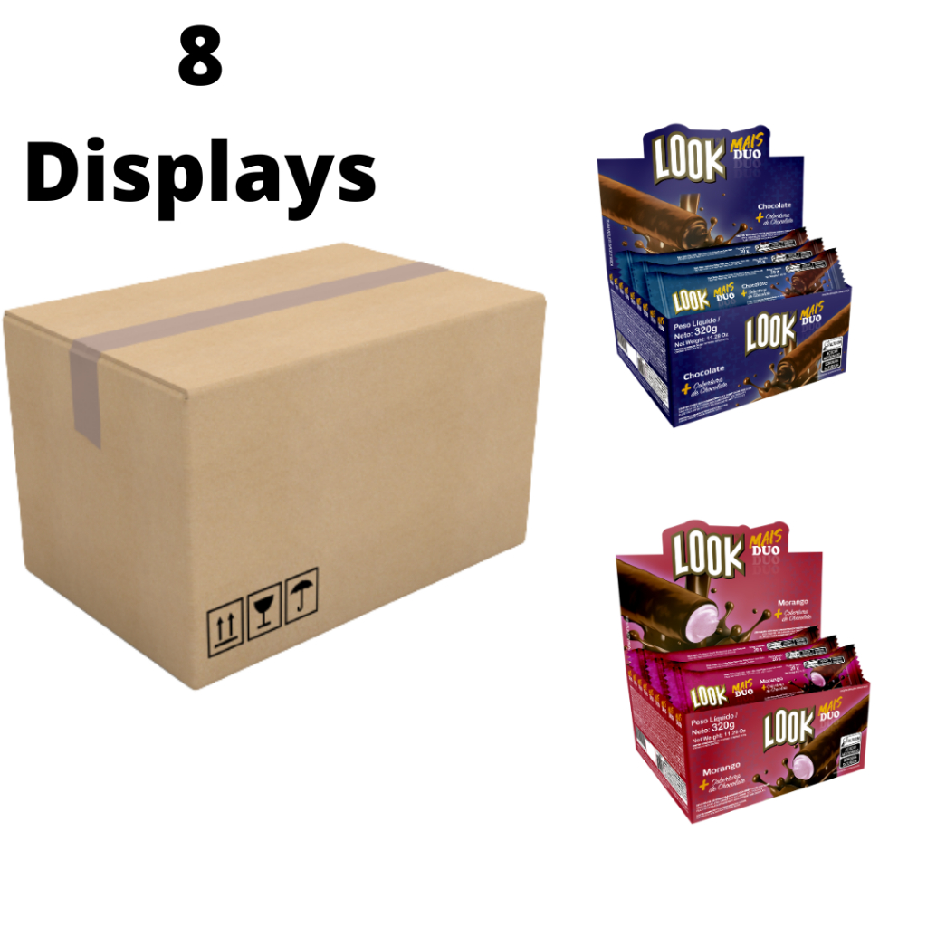 Cx Biscoito Wafer Recheado Look Duo 8 Display(8 display com 16 unidades de um sabor cada display)