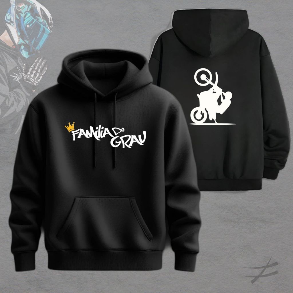 Moletom Familia do Grau 244 Estampado Premium Original Grau Corte Osascorte Bike Moto Blusa de Frio