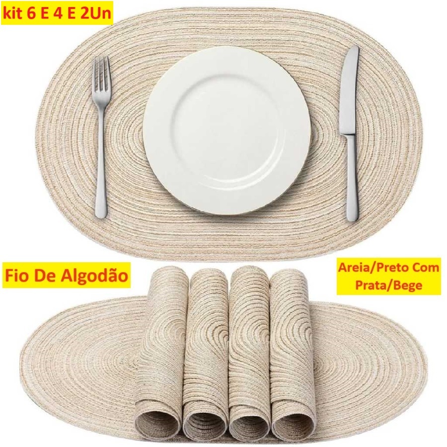 Jogo Americano Fio De Algodão Oval Para Mesa De Jantar Utilidade Descanso Para Pratos Cozinha