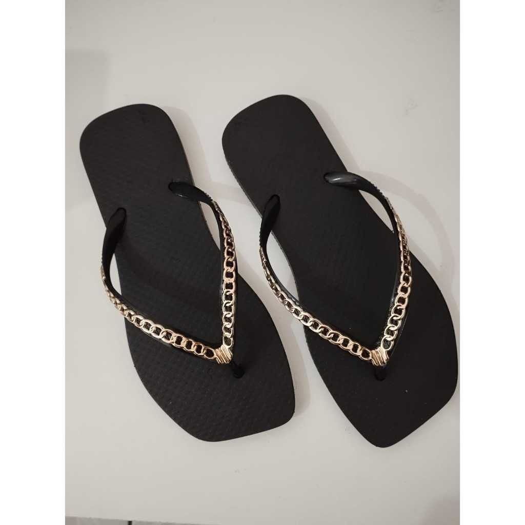 Chinelo Havaianas Slim Square Preta ou Branca Bico Quadrado Feminino