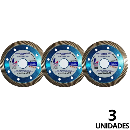 Kit 3 Disco Diamantado Turbo Extra Fino 110mm Corte Porcelanato - LOTUS em Oferta na Shopee