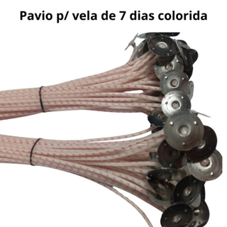 Pavio para velas 7 dias votiva colorida pavio parafinado com fio de cobre 18 cm e ilhós B1015 em Oferta na Shopee