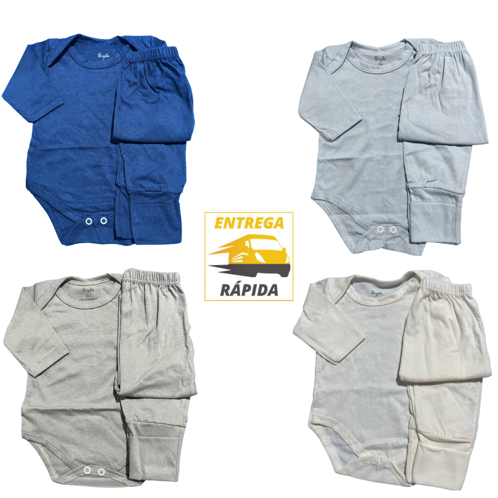 Conjunto body bebê+ 1 Mijão bebê Tecido 100% Algodão Liso em Oferta na Shopee