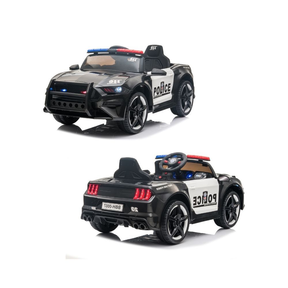 Carrinho Elétrico Infantil Policia Carro 12V Motorizado Luzes Som Passeio Controle Remoto Bivolt