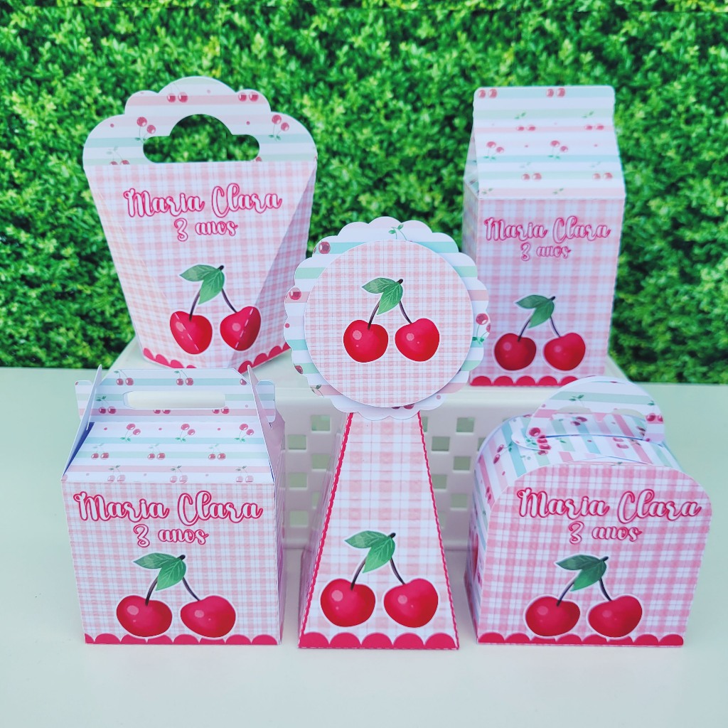 Kit Festa Cerejinha Lembrancinhas Personalizadas - Caixinhas Personalizadas para Aniversário Festa Infantil