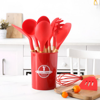 Utensílio de Cozinha de Silicone 7pçs com Suporte - Em Casa Tem em Oferta na Shopee