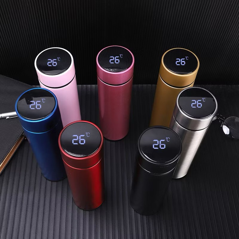 Garrafa Térmica Em Aço Inox Com Termômetro Digital 500ml Led