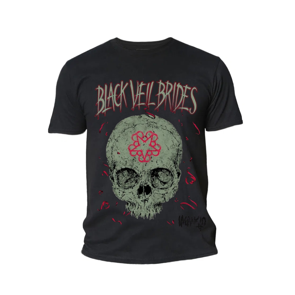 Camiseta Infantil e Adulto Black Veil Brides Banda de Rock Blusa unissex 100% Algodão