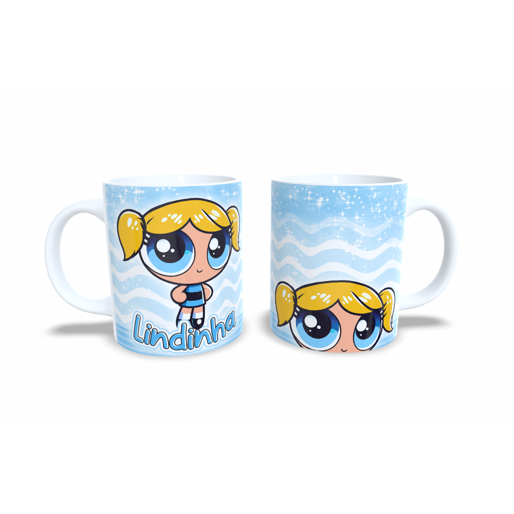 Caneca Personalizada Meninas Super Poderosas Lindinha (azul) Presente Aniversário Criança FHD 493 em Oferta na Shopee