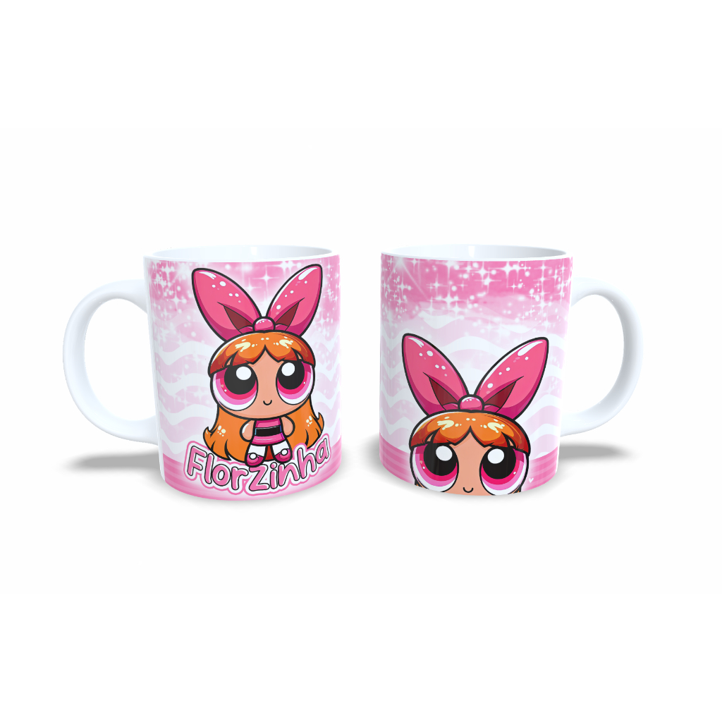 Caneca Personalizada Meninas Super Poderosas Florzinha (rosa) Presente Aniversário Festa Crianças 494