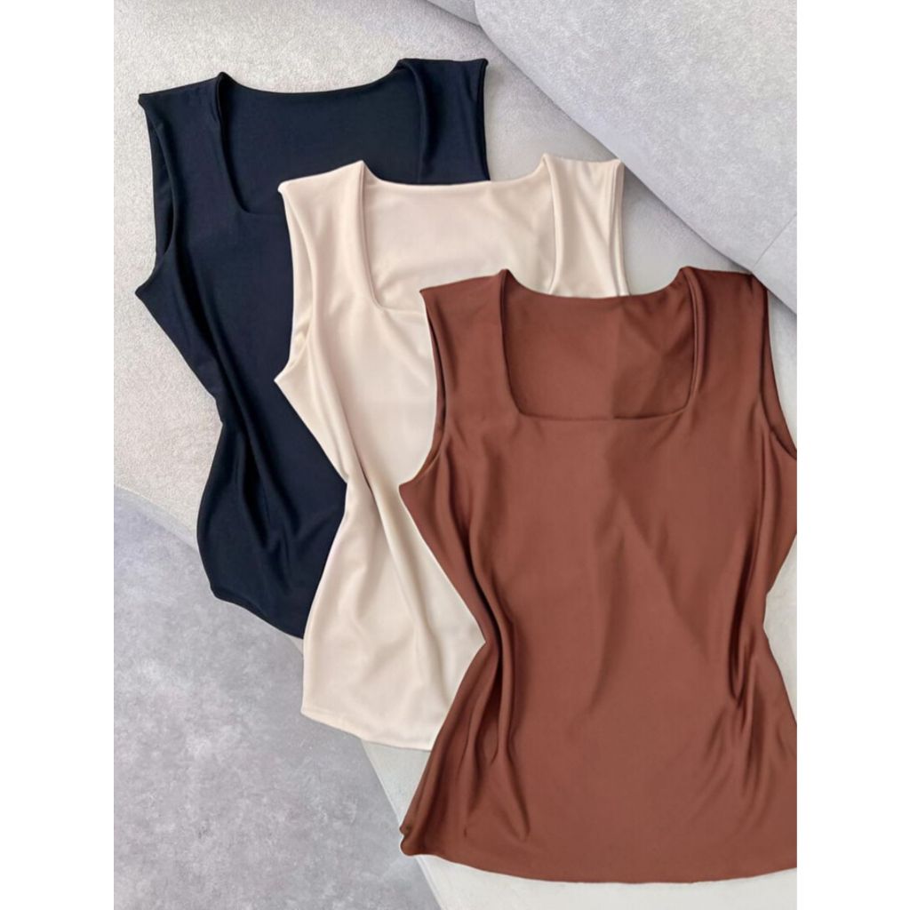 Kit 3 Blusas Feminina Decote Quadrado Reto Em Suplex Lançamento Verão