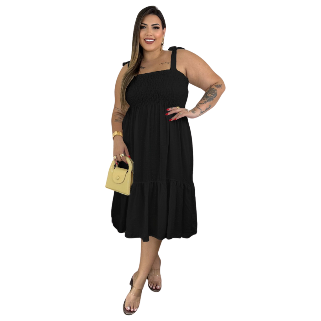 Vestido Midi Plus Size De Alcinha Ideal Para Grávida E Gestante Moda verão 2026 dia das mães