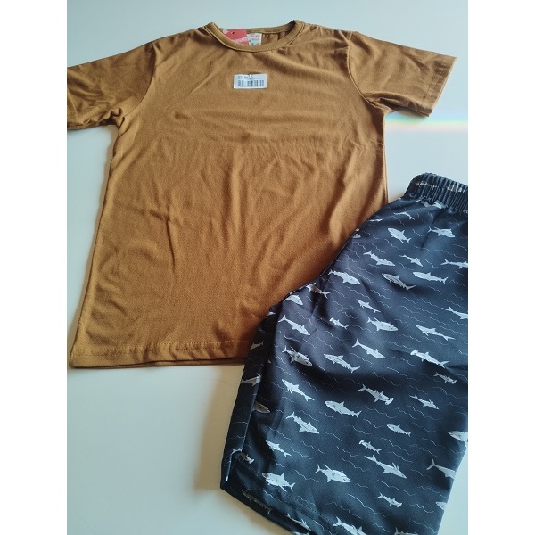 Conjunto infantil brandili camiseta e bermuda em tactel tamanho 10
