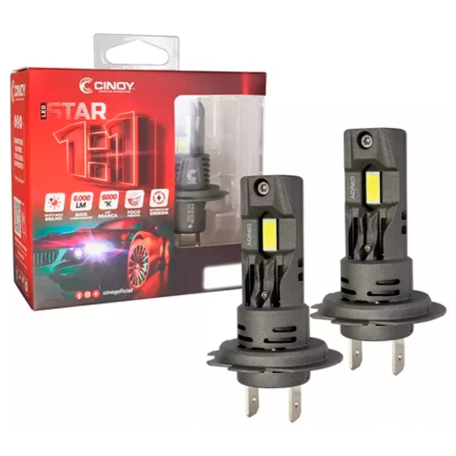 Kit Lampadas Super LED Cinoy Star Mini 6000K H1 H3 H4 H7 H8 H9 H11 HB3 HB4 9005 9006 Qualidade Foco