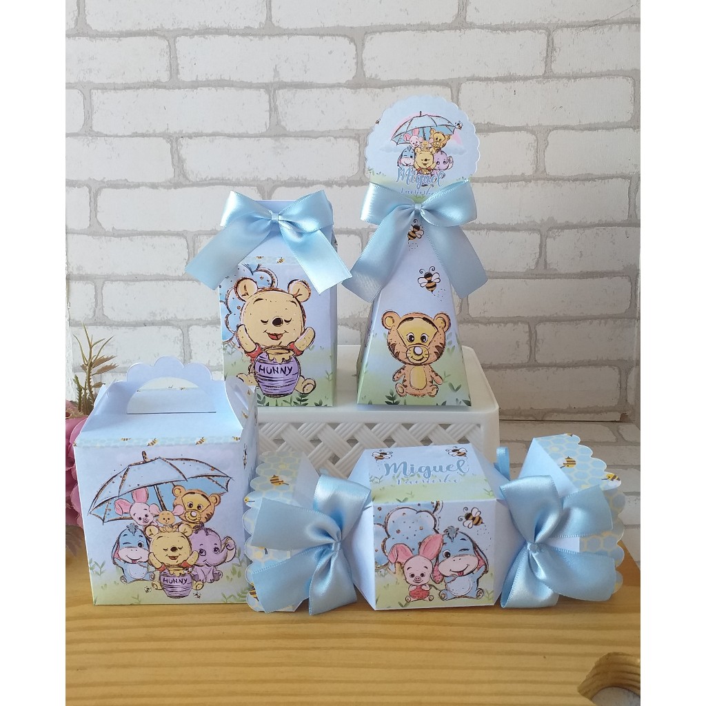 Kit Festa Ursinho Pooh | Personalizados | Aniversários | Papelaria Personalizada | caixinhas | Lembrancinhas