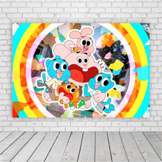 Painel de Festa Retangular O Incrível Mundo de Gumball 2x2m Personalizado em lona fosca em Oferta na Shopee