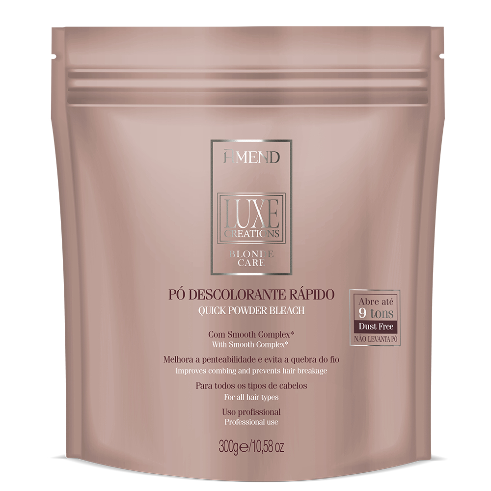 Detalhes do Amend kit Água Oxigenada Color Intensy 30 Volumes 950ml + Pó Luxe Creations Blond Care 300g
