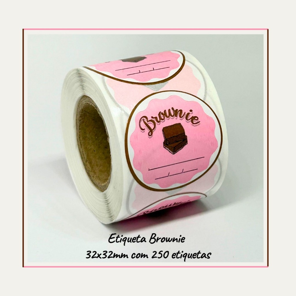250 Etiquetas Adesivas Redonda Brownie Bolos Doces Caseiro em Oferta na Shopee