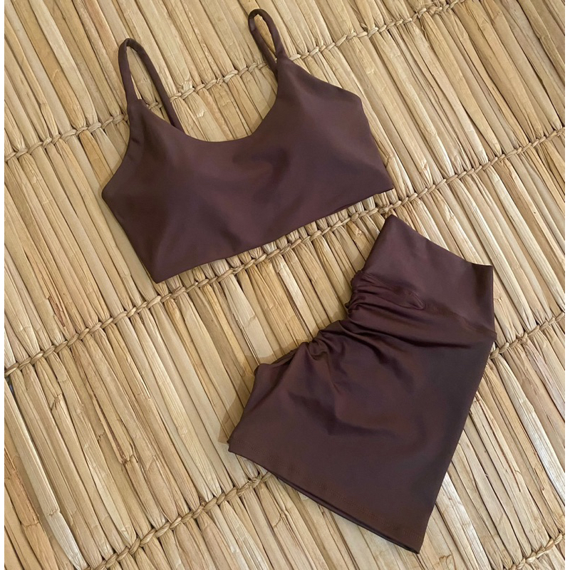 conjunto fitness de short academia  empina bumbum zero transparência tecido premium