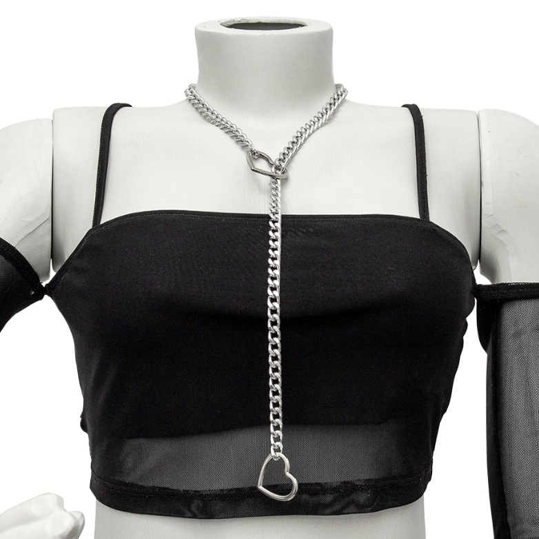 Colar Gravata Slip Body Chain BDSM Reforçado Prateado Unissex Estilo Gótico e Moderno Off