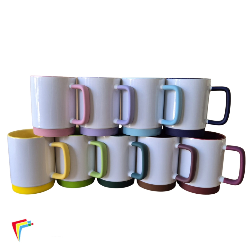 6 CANECA CERAMICA LIVE- 325ML - BRANCO - ALÇA/INTERIOR/ BASE COLOR PARA SUBLIMAÇÃO