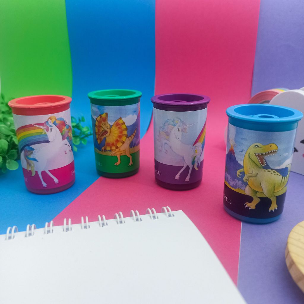 Apontador com Depósito (Dinossauros e Unicórnios) - Faber-Castell em Oferta na Shopee