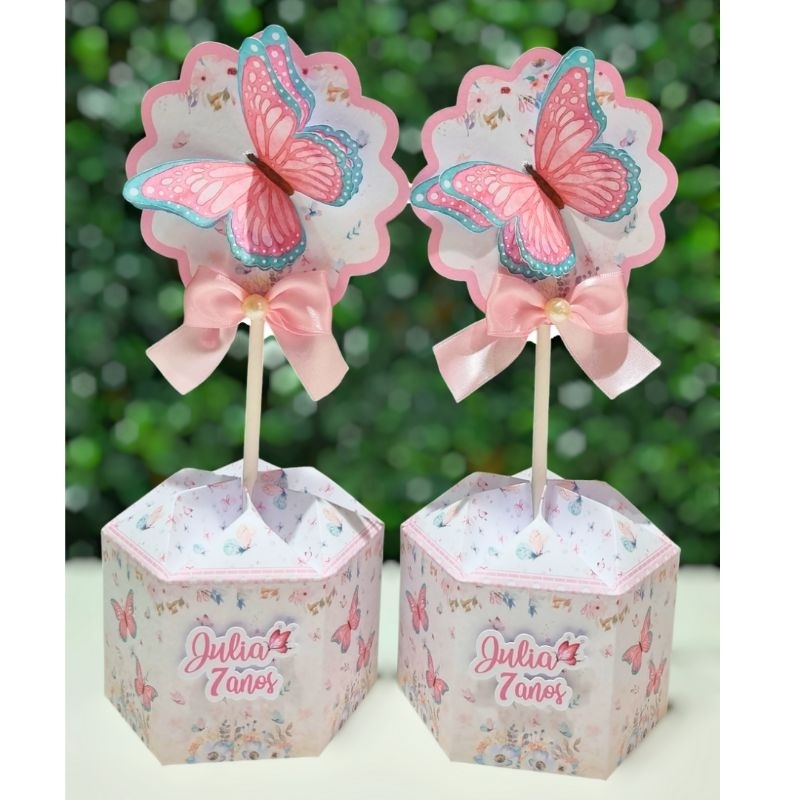Centro de Mesa Jardim Encantado das Borboletas 3D. Cachepó . Decoração. Lembrancinha de Festa