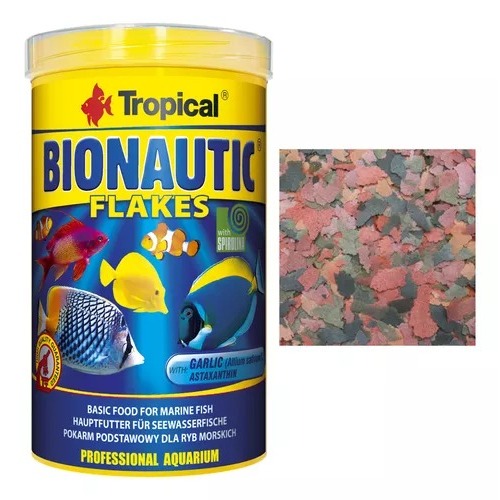 Ração Para Peixe Marinho em Flocos Tropical 200g Peixes de Todos os Portes Crustáceos Invertebrados